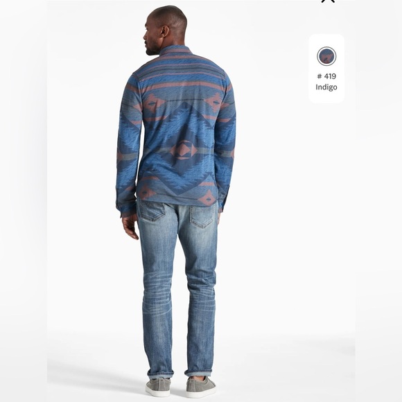 Men's vintage lucky brand true Indigo Printed button down dress shirt - Picture 2 of 8